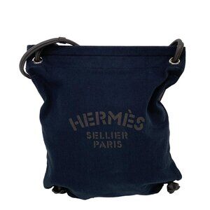 Hermès Marine Shoulder Bag Blue Indigo Ebene Toile Chevron Veau Swift